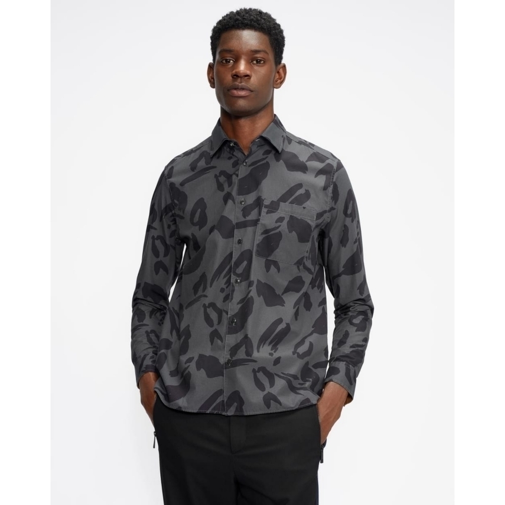 Ted Baker Karpass Leopard Long Sleeve Button Down Shirt Size 38